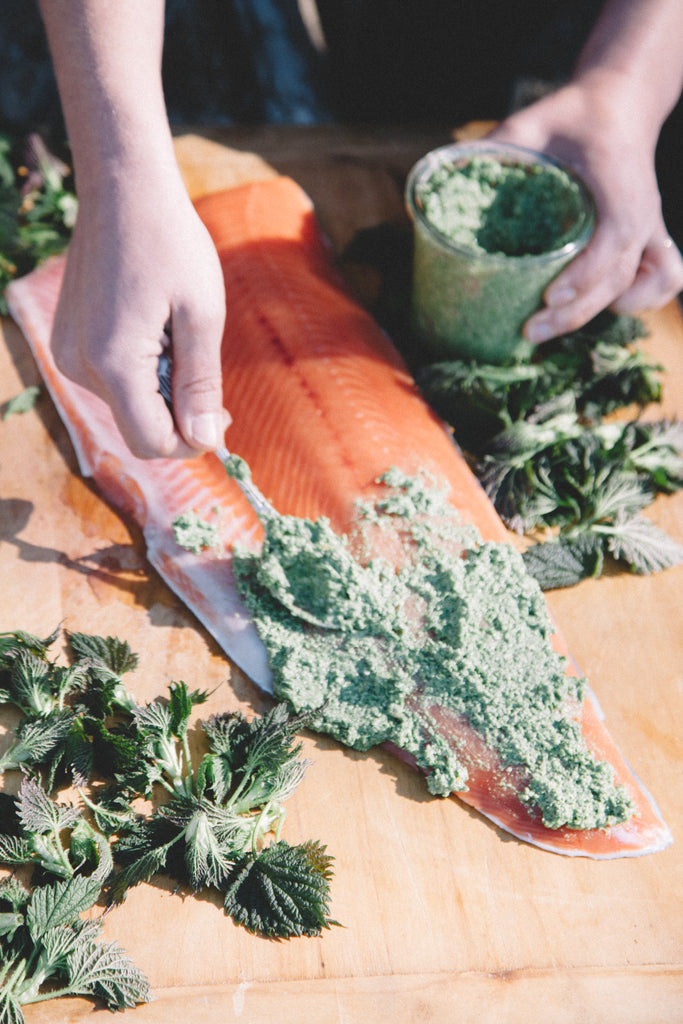 Wild Salmon with Nettle Pesto