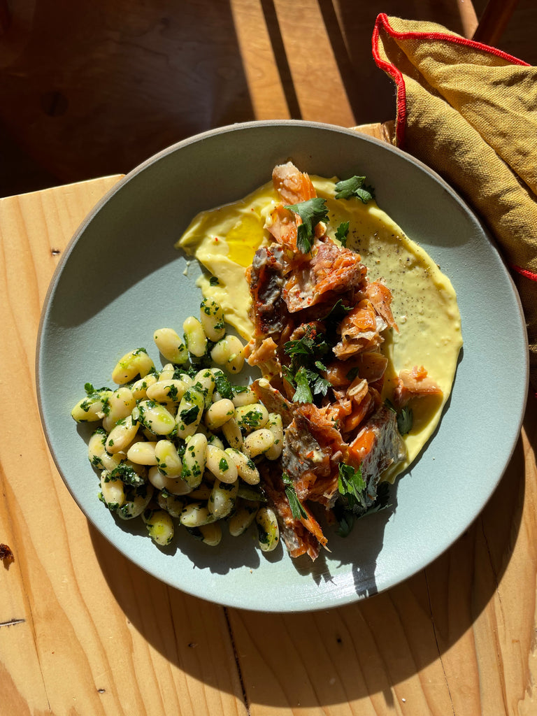 Crispy Smoked Salmon with Green Garlic Aioli and