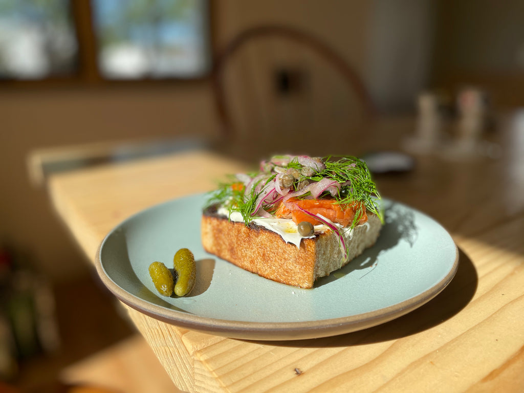 Salmon Toast with Caper Relish