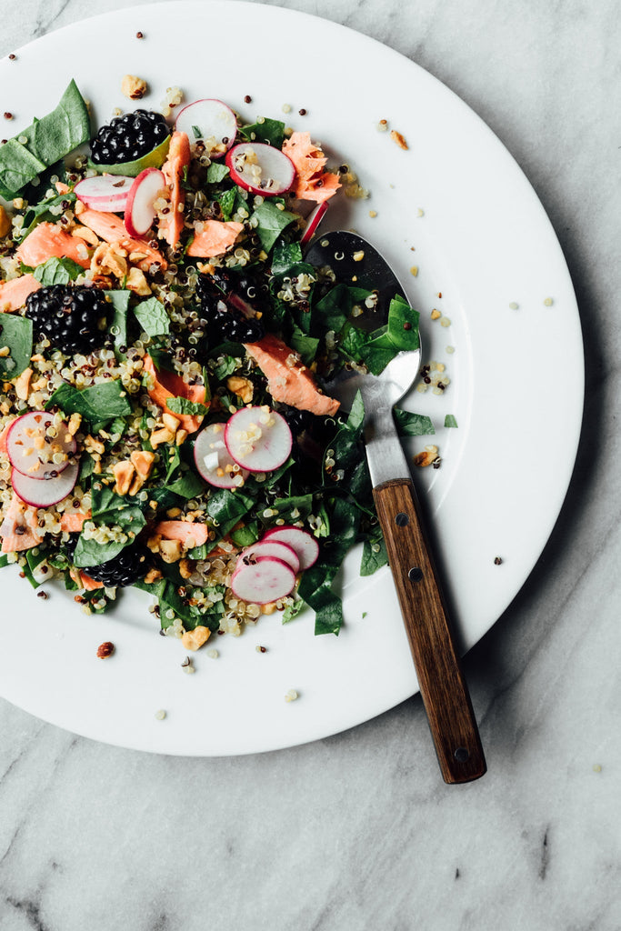 Poached Salmon Quinoa Salad